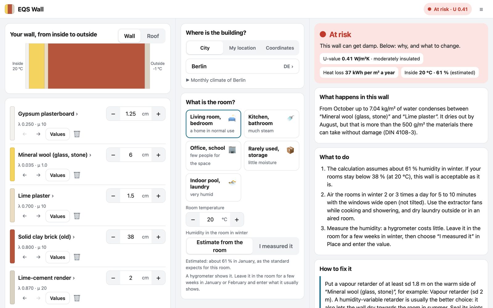 On the Mac: wall, place and result side by side